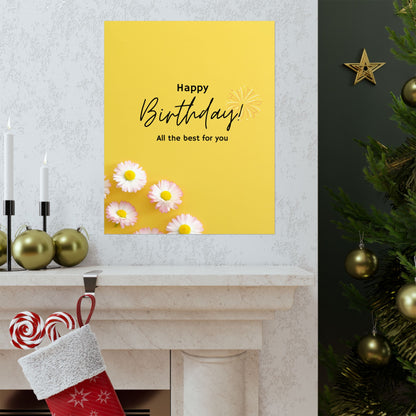 Happy Birthday Matte Poster - Bright Floral Design