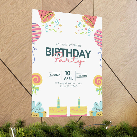 Birthday Party Matte Vertical Poster - Colorful Celebration Decor