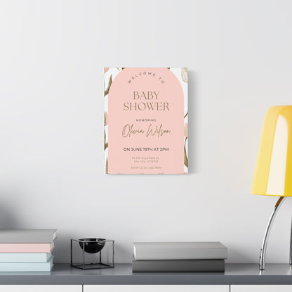 Baby Shower Welcome Canvas - Personalized Floral Wall Art