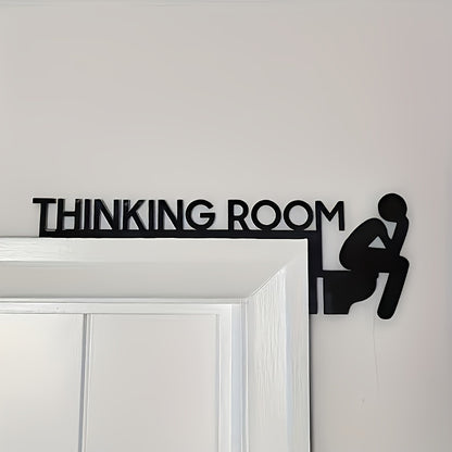 "Add a Touch of Fun: Charming Black Wooden Bathroom Door Frame Decor"