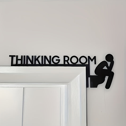"Add a Touch of Fun: Charming Black Wooden Bathroom Door Frame Decor"