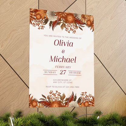 Elegant Floral Wedding Poster | Invite Decor for Olivia & Michael