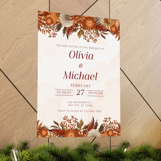 Elegant Floral Wedding Poster | Invite Decor for Olivia & Michael