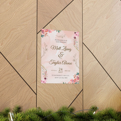 Elegant Wedding Invitation Posters - Personalized Floral Design