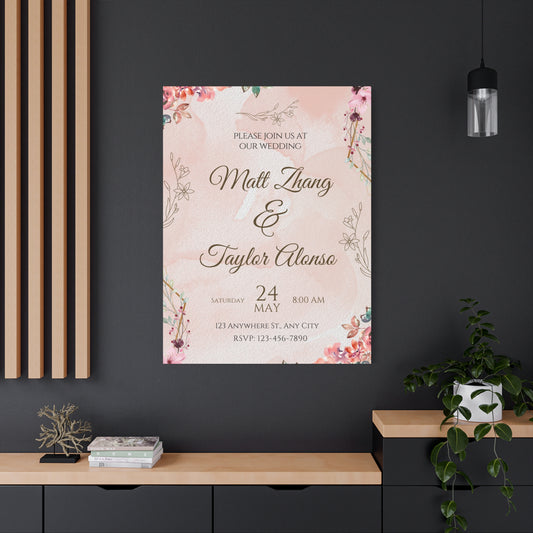 Wedding Canvas Print - Join Us at Our Wedding - Custom Floral Decor