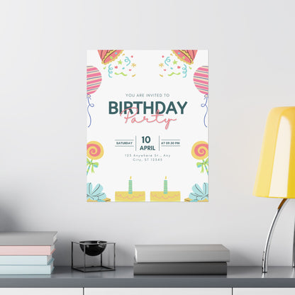 Birthday Party Matte Vertical Poster - Colorful Celebration Decor