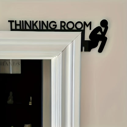 "Add a Touch of Fun: Charming Black Wooden Bathroom Door Frame Decor"