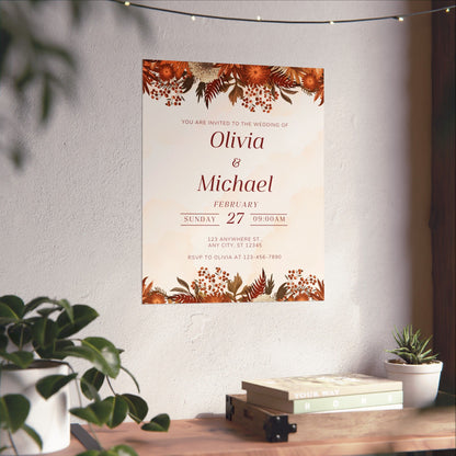 Elegant Floral Wedding Poster | Invite Decor for Olivia & Michael