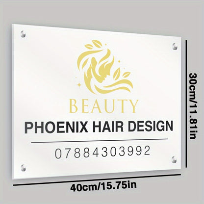 Custom Acrylic Door Sign with Logo &amp; Text – Ideal for Hair Salons, Interior Designers &amp; Professional Offices