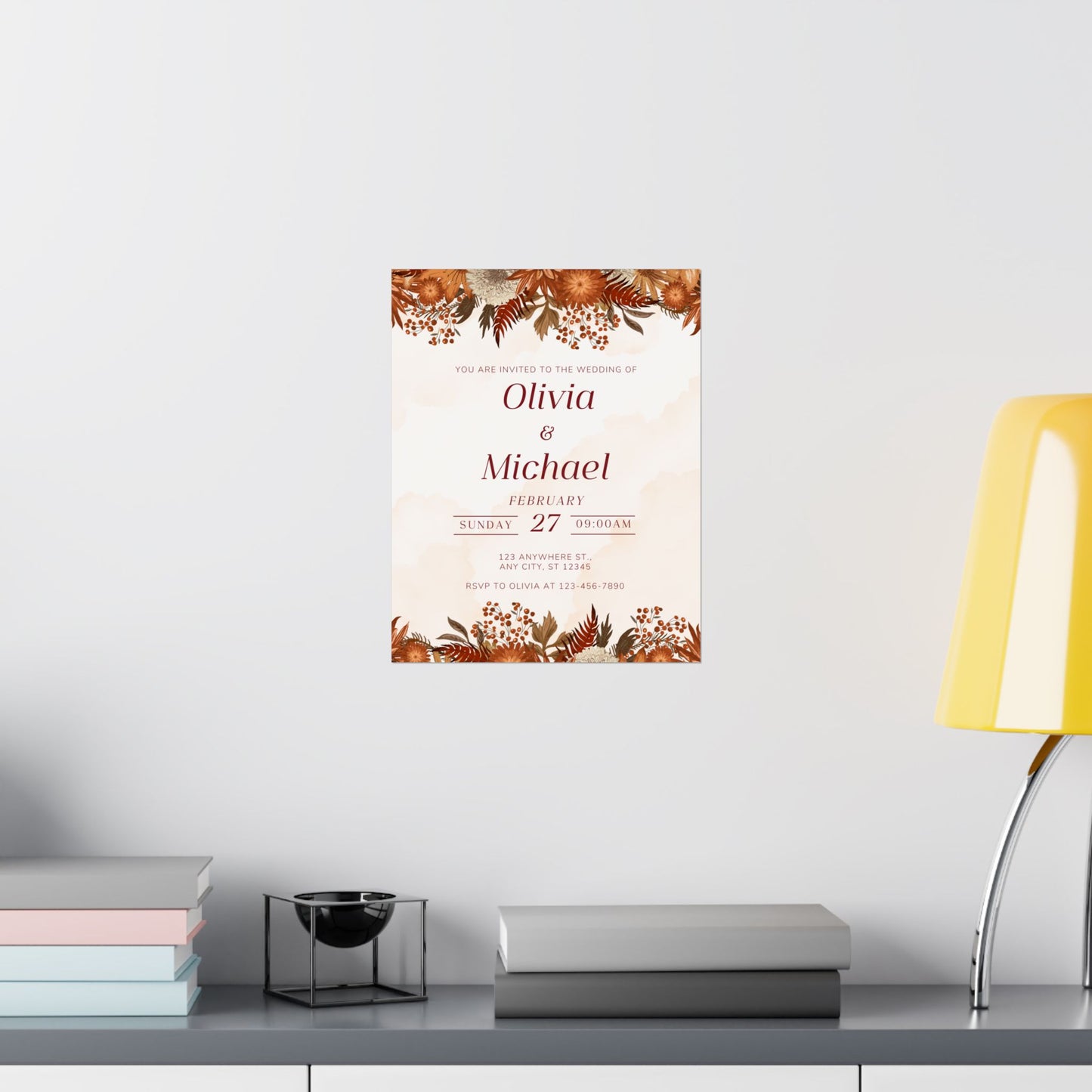 Elegant Floral Wedding Poster | Invite Decor for Olivia & Michael