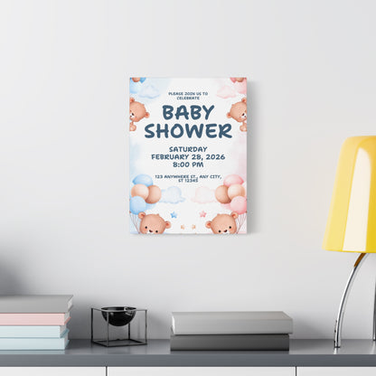 Baby Shower Canvas Print - Cute Bear Design for Celebrations