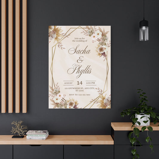 Personalized Wedding Canvas Print - Floral Design
