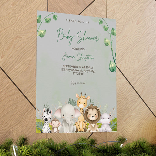 Whimsical Baby Shower Posters with Cute Animal Designs