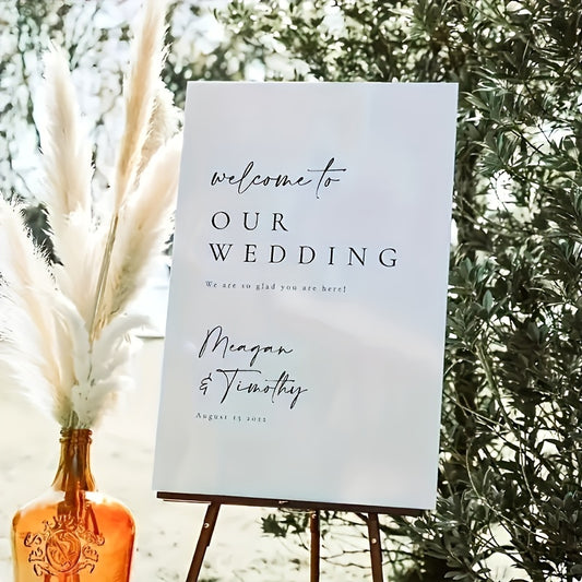 "Warm Welcomes: Classic Acrylic Sign for Weddings &amp; Parties"