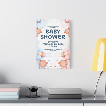 Baby Shower Canvas Print - Cute Bear Design for Celebrations