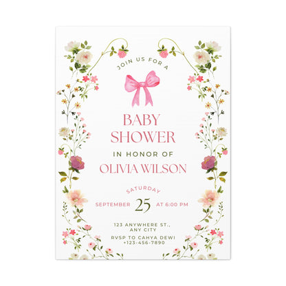Personalized Baby Shower Canvas Print with Floral Design
