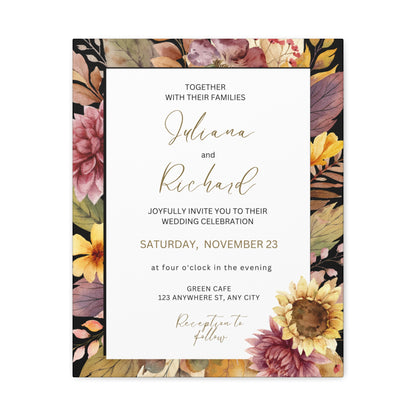 Floral Wedding Invitation Canvas Print