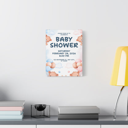 Baby Shower Canvas Print - Cute Bear Design for Celebrations