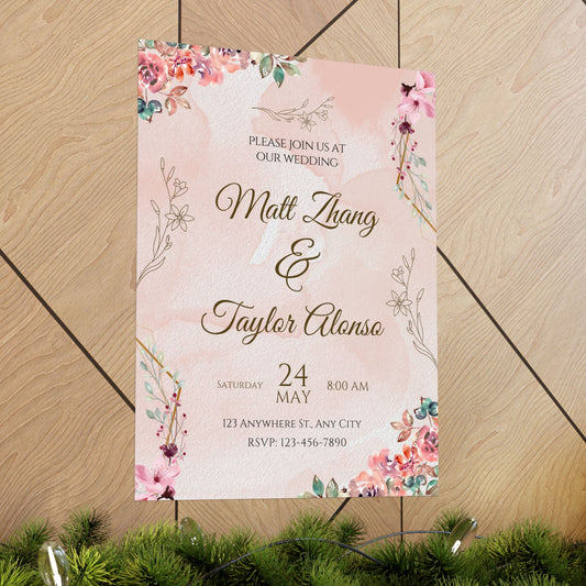 Elegant Wedding Invitation Posters - Personalized Floral Design