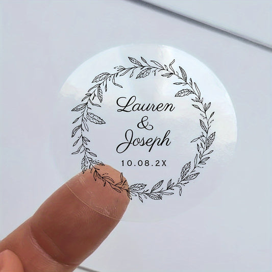 Custom Floral &amp; Date Transparent Stickers
