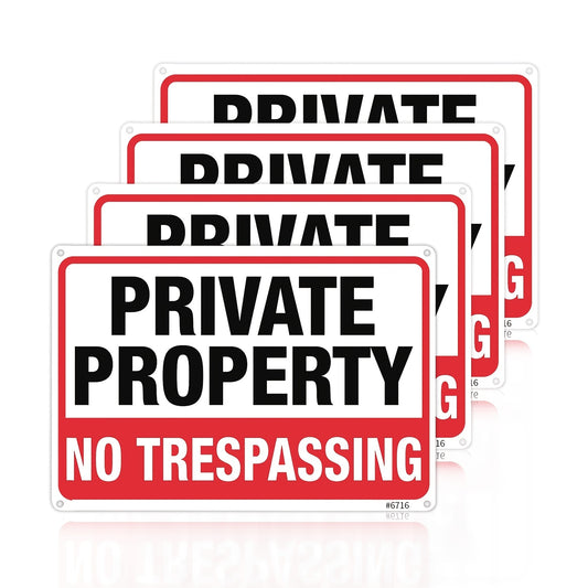 4pcs Private Property No Trespassing Signs