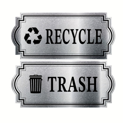 2pcs Recycling &amp; Trash Decal Stickers – Elegant Brushed Silvery Vinyl Decals for Waste Management