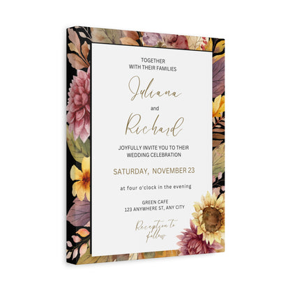 Floral Wedding Invitation Canvas Print