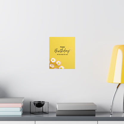 Happy Birthday Matte Poster - Bright Floral Design