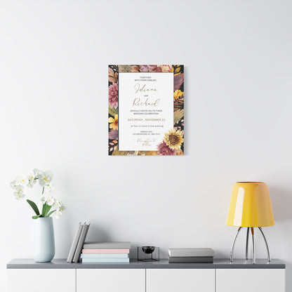 Floral Wedding Invitation Canvas Print