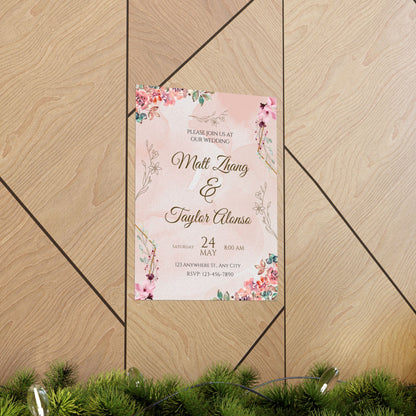Elegant Wedding Invitation Posters - Personalized Floral Design