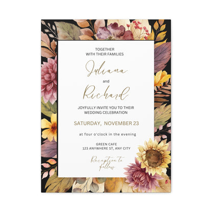 Floral Wedding Invitation Canvas Print