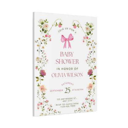 Personalized Baby Shower Canvas Print with Floral Design