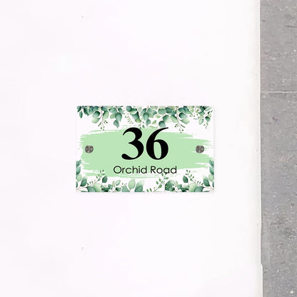 Customizable Floral Address Sign, Transparent Acrylic Door Plaque, Personalized Outdoor Street Number, Home Decor Wall Art, No Battery Required, Wall Mount