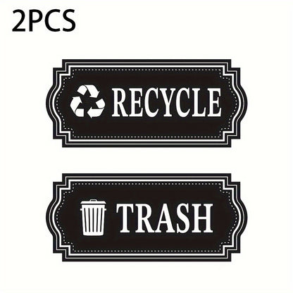 2pcs Recycling &amp; Trash Decal Stickers – Elegant Brushed Silvery Vinyl Decals for Waste Management
