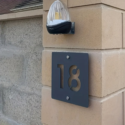 Elegant Black Metal Address Plaque "6.83meter - Extra Thick, Hollow-Carved Design with Stainless Steel Screws for Easy Wall Mounting - Ideal for Villas, Courtyard Homes, Hotels & Guesthouses, Modern Home Decor