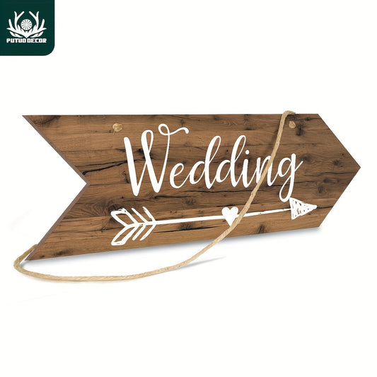 Wedding Arrow Wooden Plate – Welcome Guide Board for Wedding Scene, Sweet Love Hanging Sign
