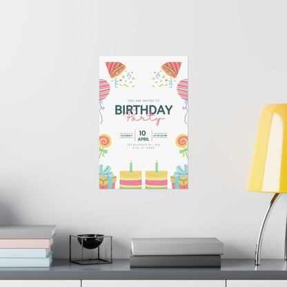 Birthday Party Matte Vertical Poster - Colorful Celebration Decor