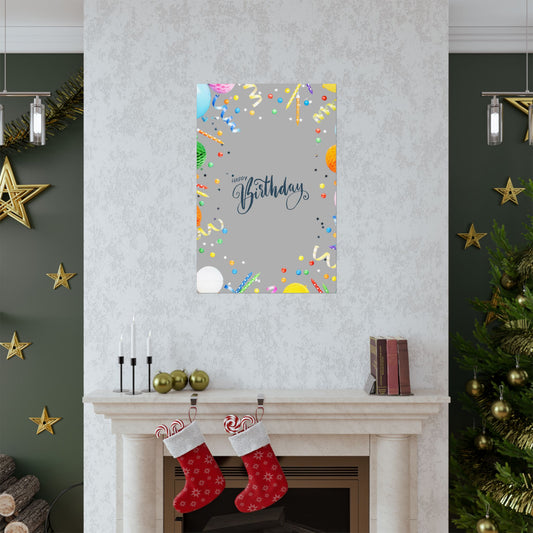 Happy Birthday Matte Vertical Poster - Colorful Party Decoration