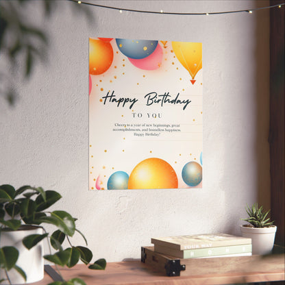 Birthday Celebration Poster - Cheers to a Year of New Beginnings