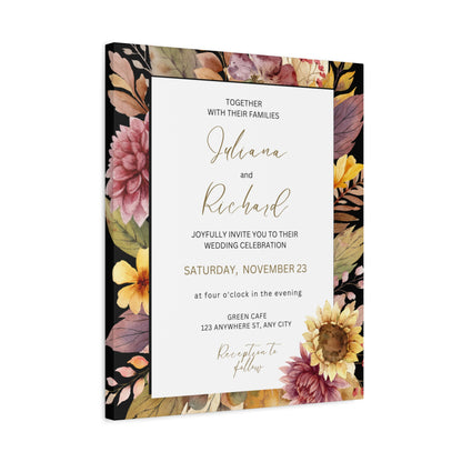 Floral Wedding Invitation Canvas Print