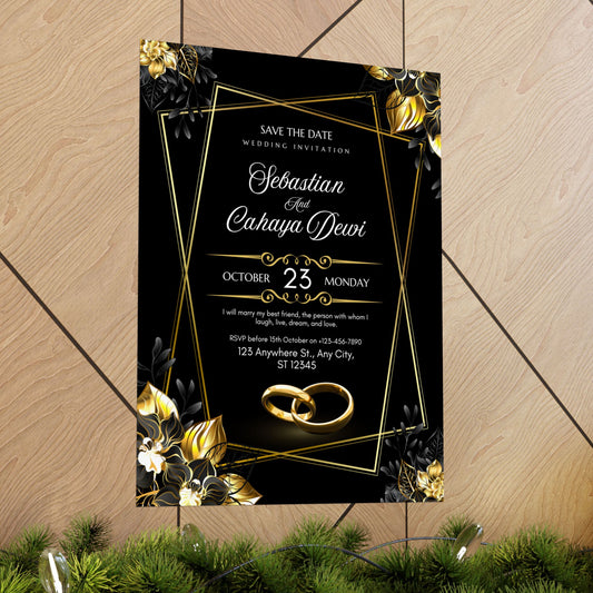 Elegant Wedding Poster | Save the Date Decor | Floral Gold Design