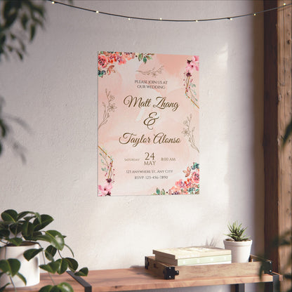 Elegant Wedding Invitation Posters - Personalized Floral Design