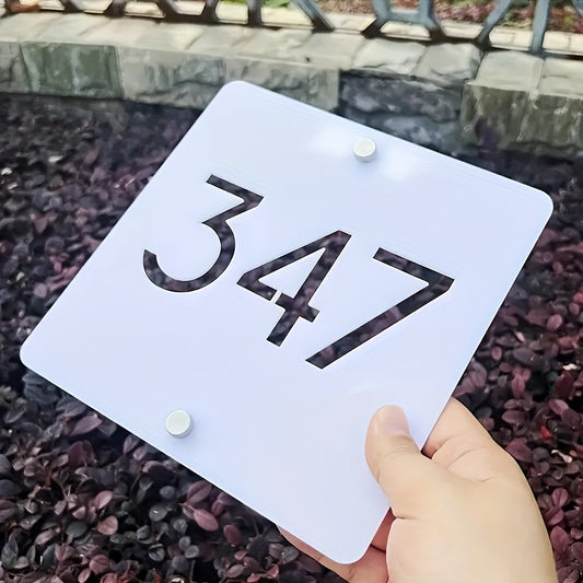 Elegant Black Metal Address Plaque "6.83meter - Extra Thick, Hollow-Carved Design with Stainless Steel Screws for Easy Wall Mounting - Ideal for Villas, Courtyard Homes, Hotels & Guesthouses, Modern Home Decor