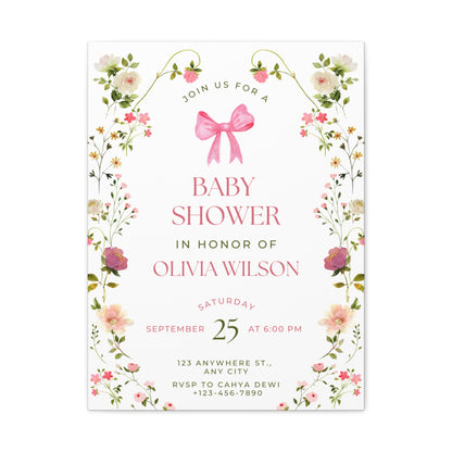 Personalized Baby Shower Canvas Print with Floral Design