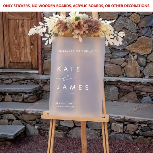 Welcome to the Wedding of Custom &amp; Custom" Personalized Vinyl Welcome Sign Decal
