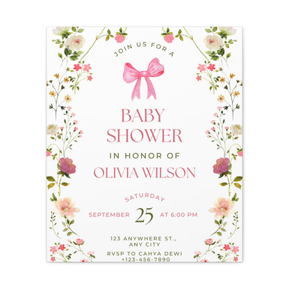 Personalized Baby Shower Canvas Print with Floral Design