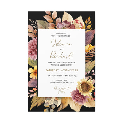 Floral Wedding Invitation Canvas Print