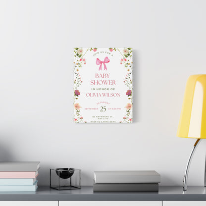 Personalized Baby Shower Canvas Print with Floral Design