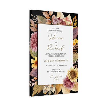 Floral Wedding Invitation Canvas Print
