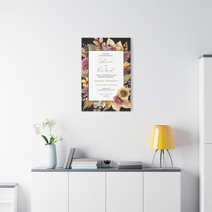 Floral Wedding Invitation Canvas Print
